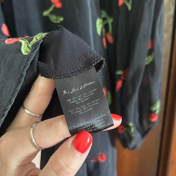 For Love And Lemons Cherry Twist Mini Dress Retro Burnout Velvet Pinup Cutouts L - Picture 6 of 7